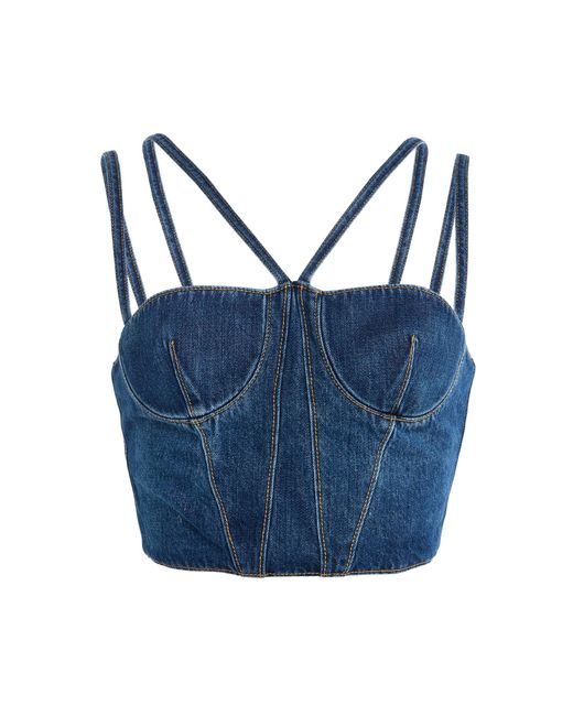 Nensi Dojaka Blue Cotton Corset Top