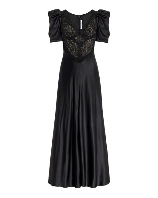 Rodarte Silk Satin Lace Gown in Black | Lyst