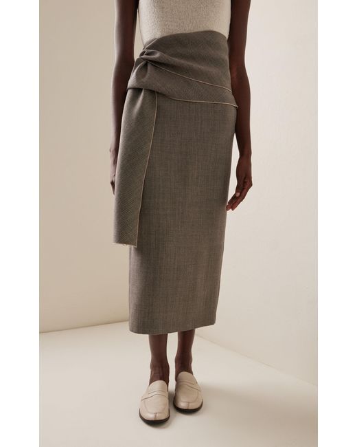 The Row Gray Laz Wrapped Wool-blend Maxi Pencil Skirt