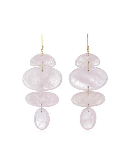 Ten Thousand Things Pink Small Oval Totem 18k Yellow Gold Morganite Earrings