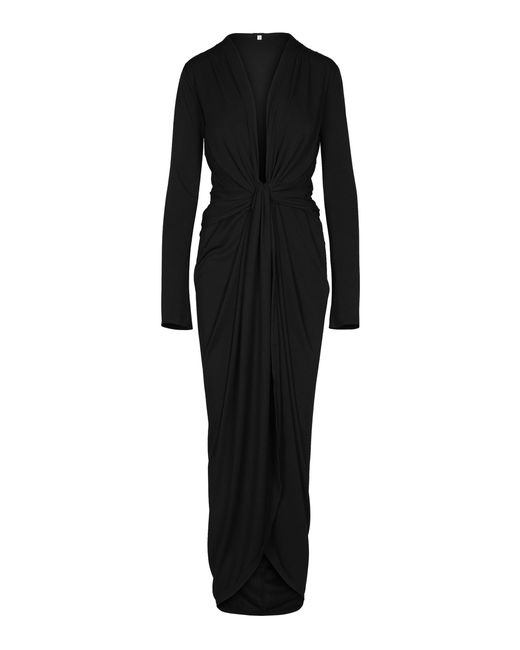 Johanna Ortiz Black Reinvention Oasis V-Neck Maxi Dress