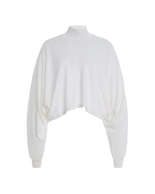 Alaïa White Batwing Linen Top