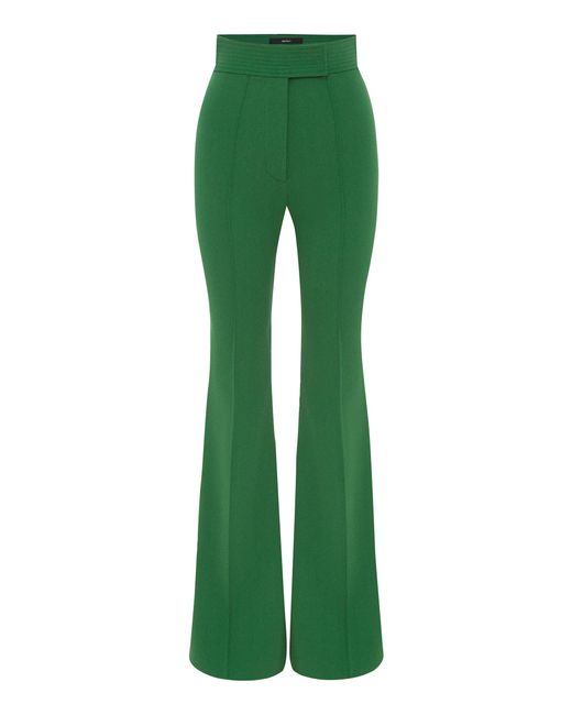 Alex Perry Green High-rise Flared Stretch Crepe Pants