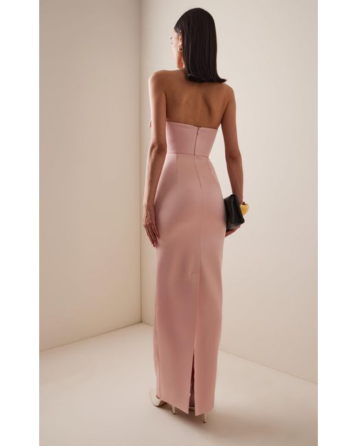 The New Arrivals Ilkyaz Ozel Pink Sisu Bow-Detailed Satin Maxi Dress