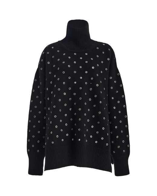 Brandon Maxwell Black The Hughes Eyelet-Detailed Oversized Cashmere Turtleneck Sweater