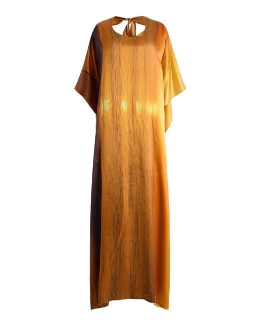 Marie Adam-Leenaerdt Orange Sunet Landscape Silk Maxi Dress