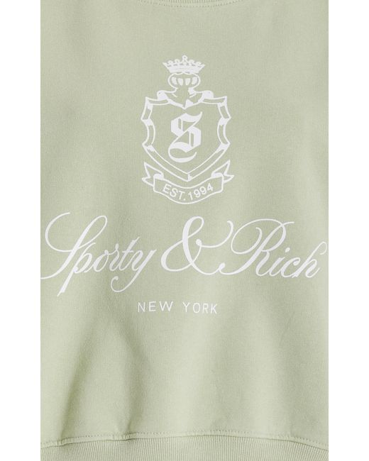 Sporty & Rich Green Vendome Cropped Cotton Sweatshirt