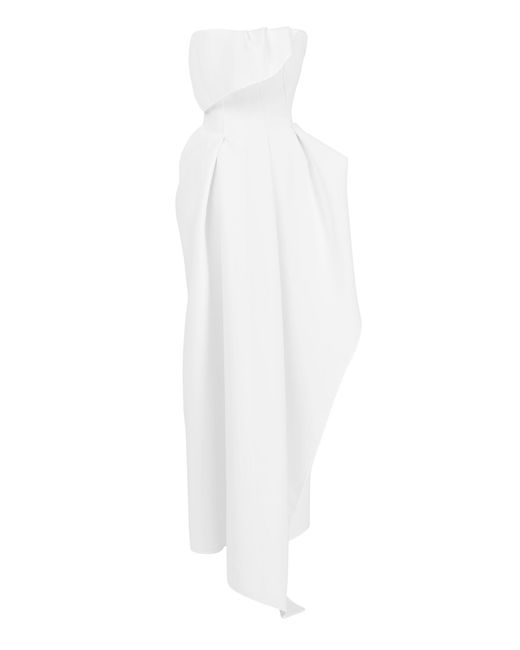 Maticevski White Leander Strapless Crepe Gown