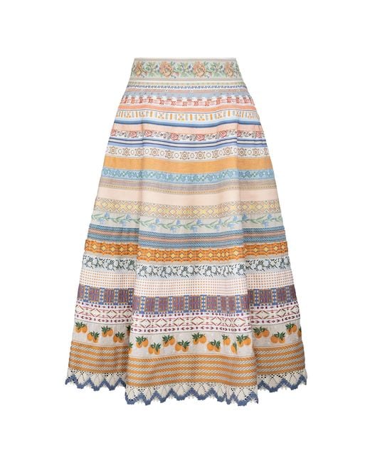 Lena Hoschek White Original Ribbon Cotton-Blend Midi Skirt