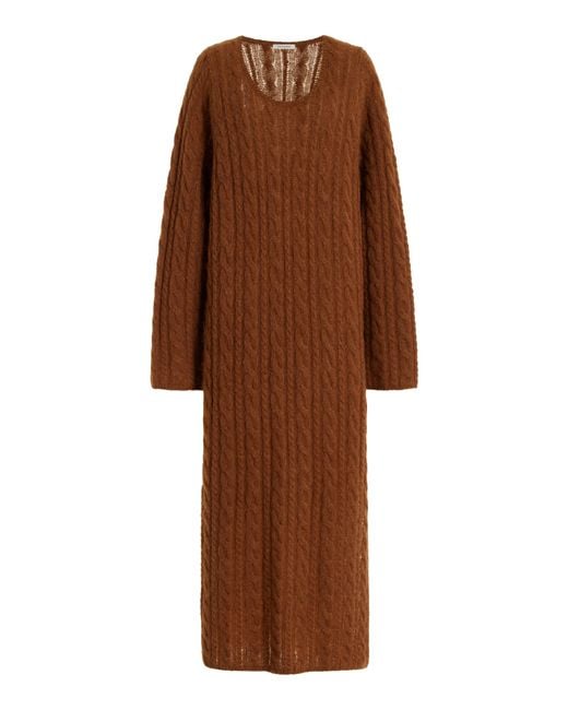 By Malene Birger Brown Lovella Chunky Cable-knit Maxi Dress