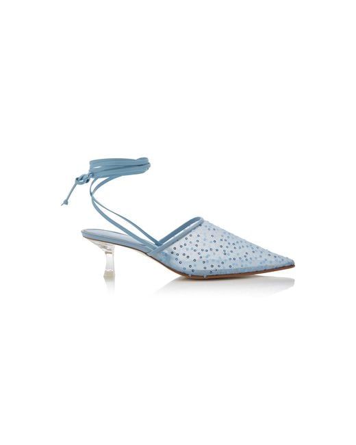 Reike Nen Blue Exclusive Bit Convertible Sequined-Mesh Mules