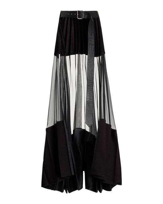 Peter Do Black Paneled Ruffled Maxi Skirt