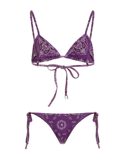 The Attico Purple Printed Triangle Bikini Set