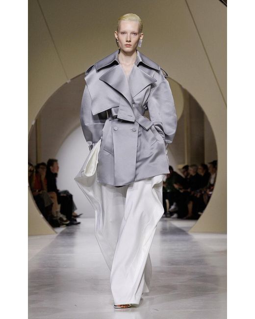 Givenchy Gray Oversized Silk Trench Coat
