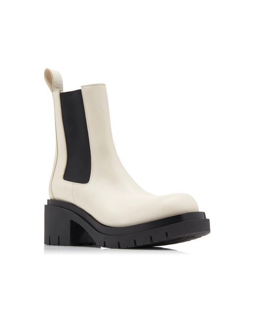 Bottega Veneta White The Lug Leather Ankle Boots