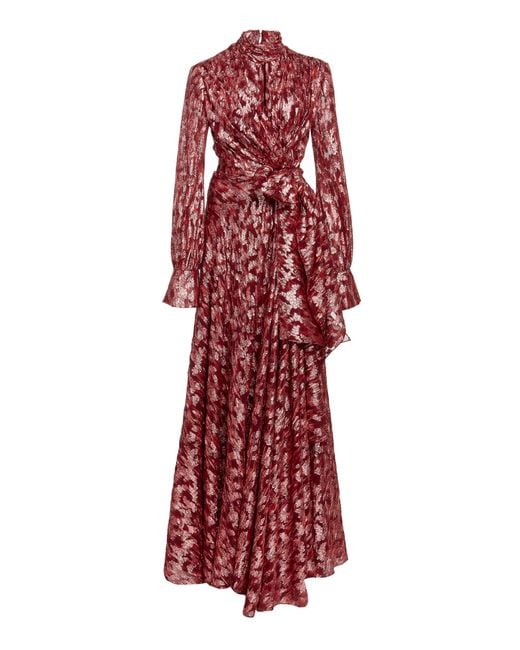 Jonathan Simkhai Purple Metallic Jacquard Wrap Maxi Dress