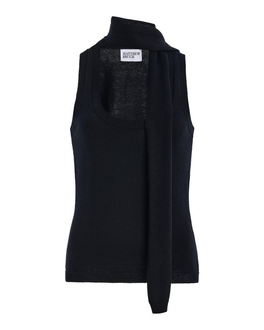 Matthew Bruch Black Scarf Knit Tank Top