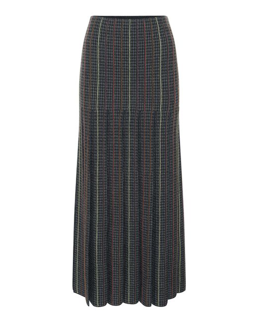 Gabriela Hearst Gray Prism Checked Wool-Silk Midi Skirt