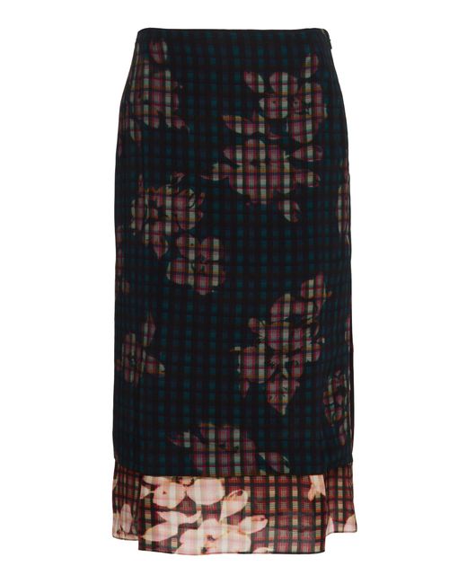 Dries Van Noten Black Sorai Layered Midi Skirt