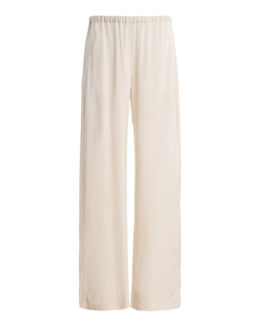 House of Dagmar White Silk Wide-Leg Pants