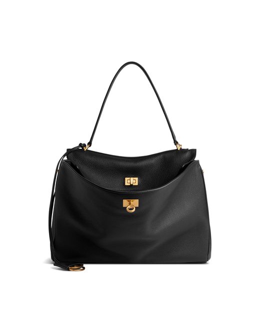 Balenciaga Black Rodeo Medium Grained-Leather Top Handle Bag
