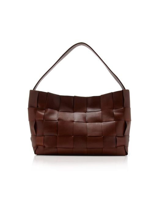 St. Agni Brown Woven Leather Large Tote Bag
