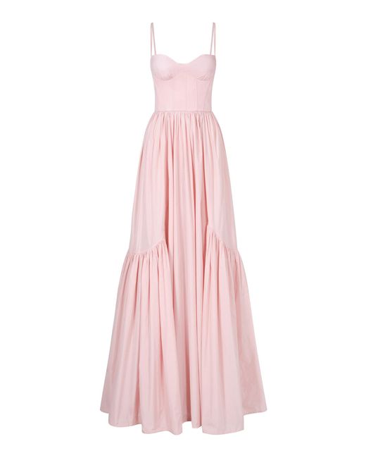 Maria Elena Villamil Pink Tradición Corseted Maxi Dress