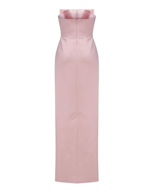 The New Arrivals Ilkyaz Ozel Pink Sisu Bow-Detailed Satin Maxi Dress