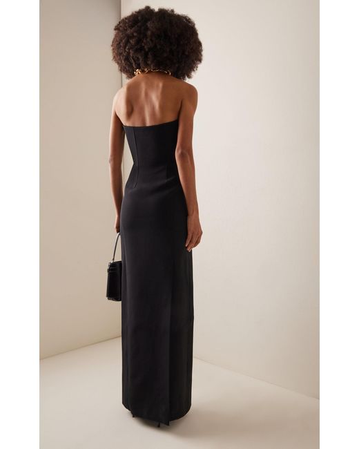 Versace Black Strapless Bonded-crepe Gown