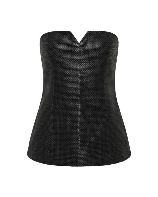 St. Agni Black Strapless Woven Leather Bodice