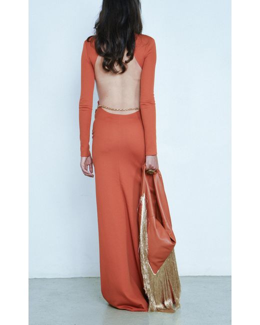 Franchise Orange Exclusive Push Medium Fringed Leather Shoulder Bag