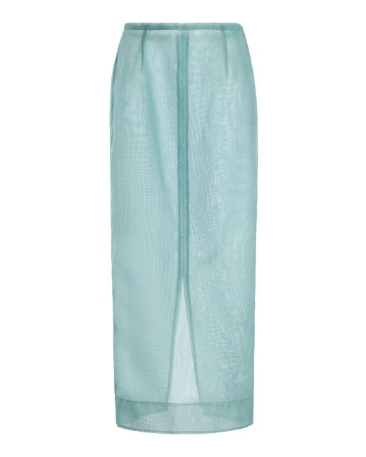 RENGGLI Blue Organza Pencil Skirt