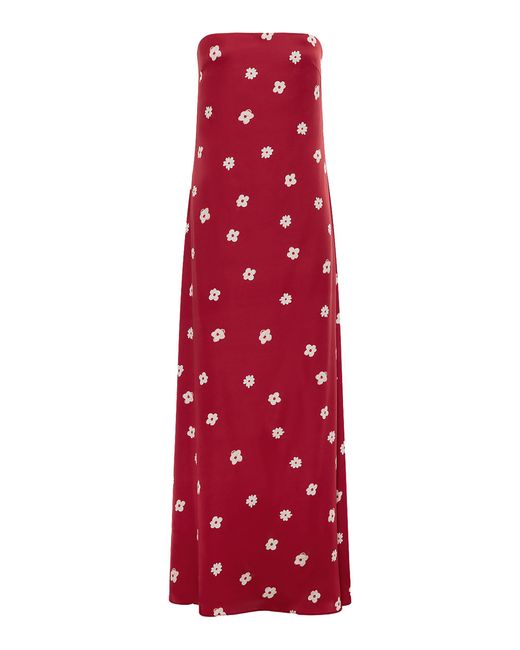 LEO LIN Red Simone Column Satin Maxi Dress