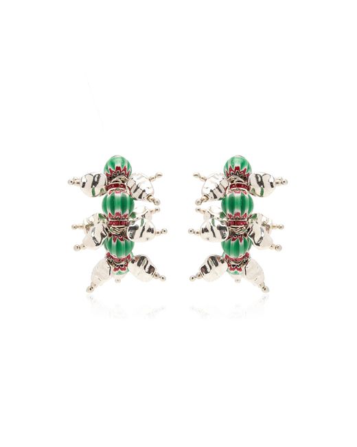 Dries Van Noten Blue Beaded Hoop Earrings