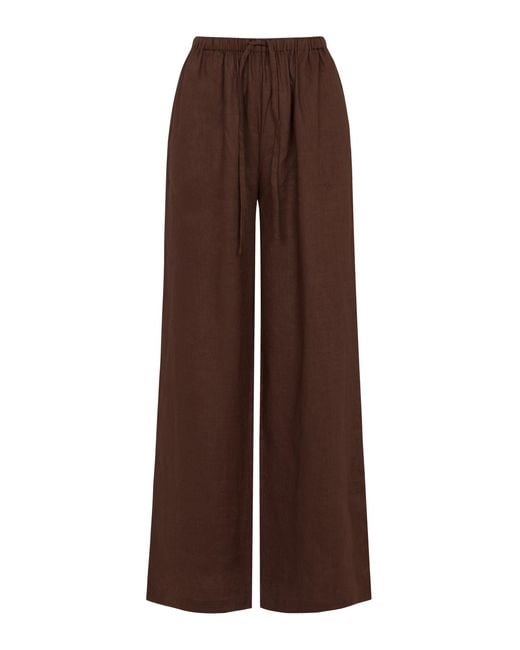 AEXAE Brown Linen Drawstring Pants