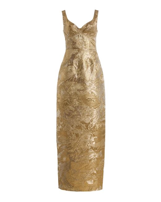 Jonathan Simkhai Natural Viella Metallic-Jacquard Gown