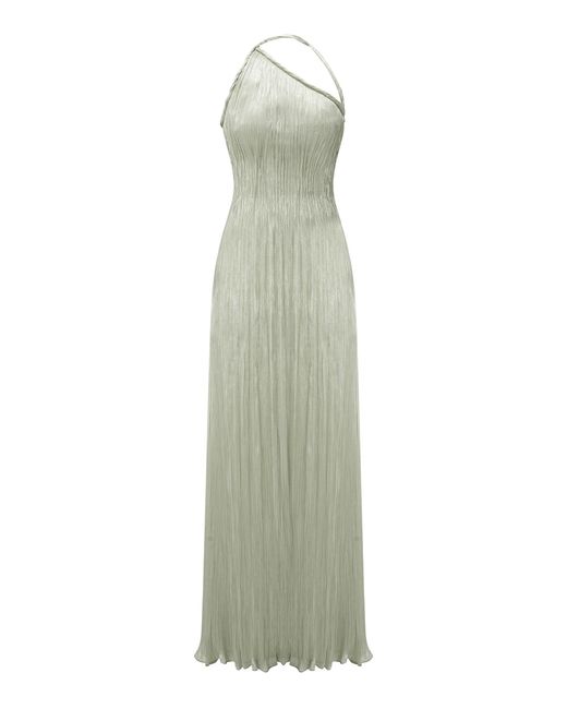 Marmar Halim Green Pleated One-Shoulder Maxi Dress