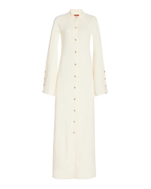 Altuzarra White Leopold Button-detailed Merino Wool Maxi Dress