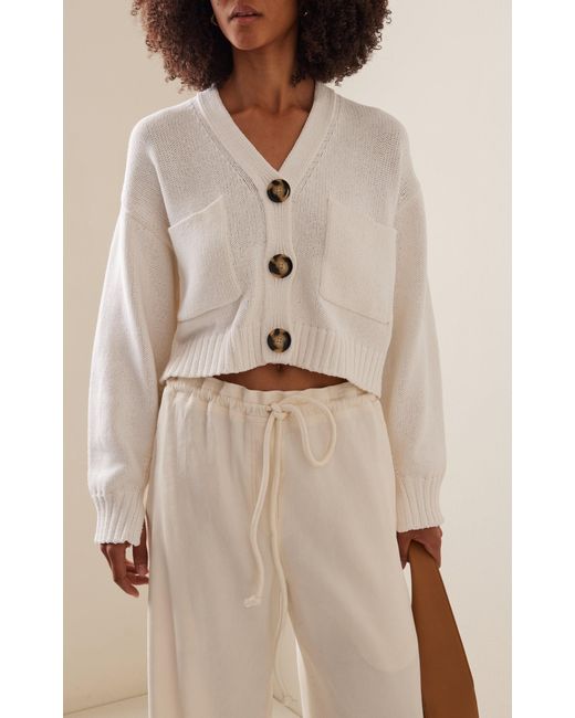 Proenza Schouler White Sofia Cropped Knit Cotton-blend Cardigan