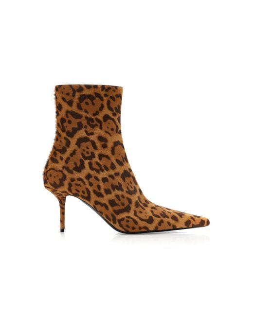 Saint Laurent Brown Ashley Leopard-Print Pony Hair Ankle Boots