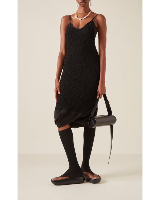 Jil Sander Black Exclusive Textured Cotton-blend Midi Dress