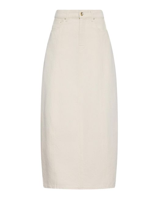 OSSOU White Bind Cotton Maxi Skirt