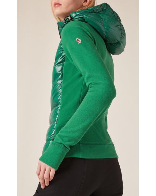3 MONCLER GRENOBLE Green Down-paneled Fleece Cardigan
