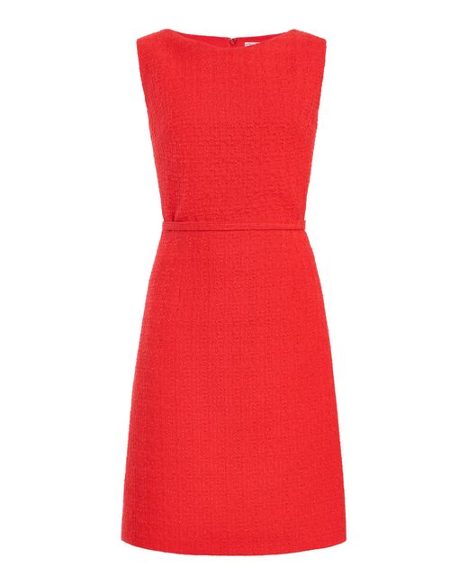 Oscar de la Renta Red Sleeveless Wool-Tweed Mini Dress