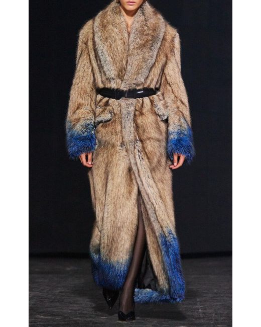 Coperni Blue Dip-Dyed Vegan Fur Coat