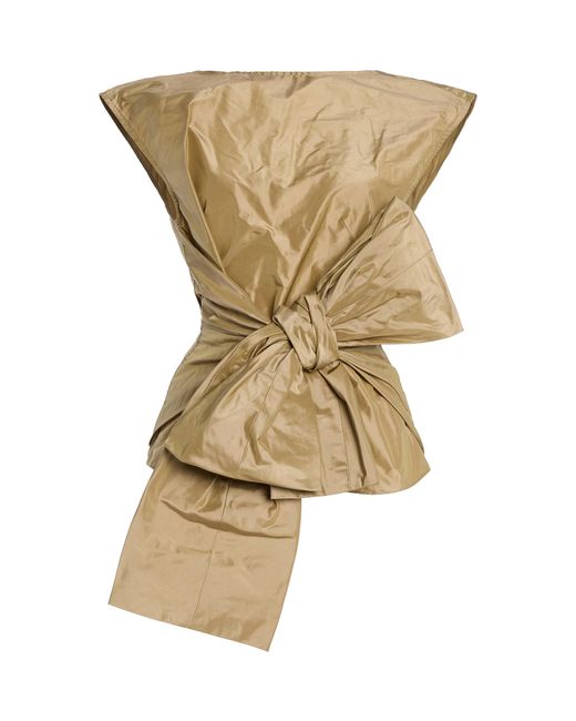 Christopher John Rogers Natural Bow-Detailed Silk Top