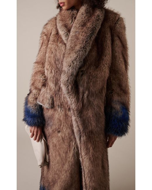 Coperni Blue Dip-Dyed Vegan Fur Coat