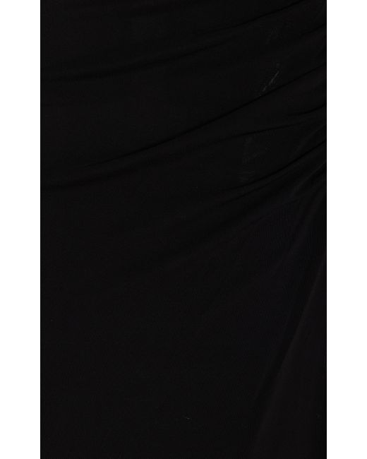 Courreges Black Gathered Crepe Jersey Maxi Dress