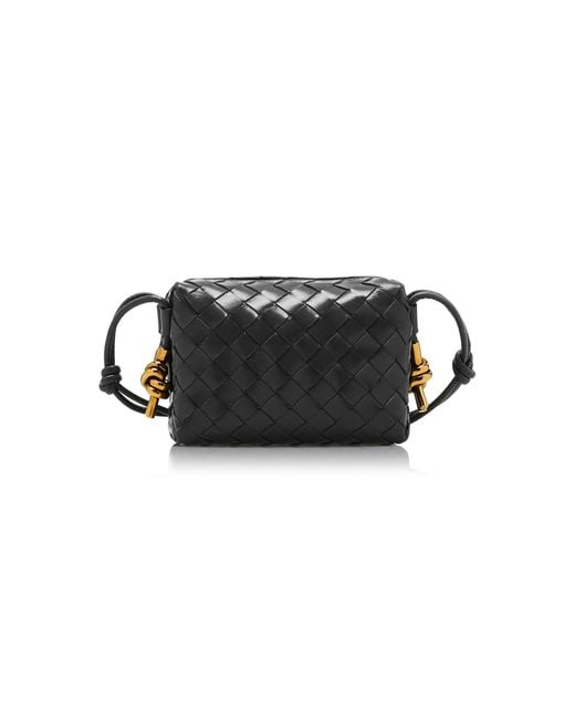 Bottega Veneta Black Mini Loop Metal Intrecciato Leather Crossbody Bag