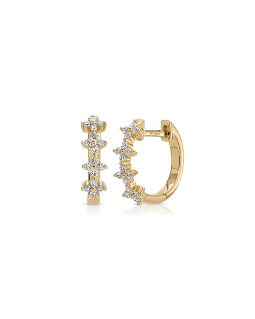 EF Collection Metallic Fleur 14K Diamond Huggie Earrings